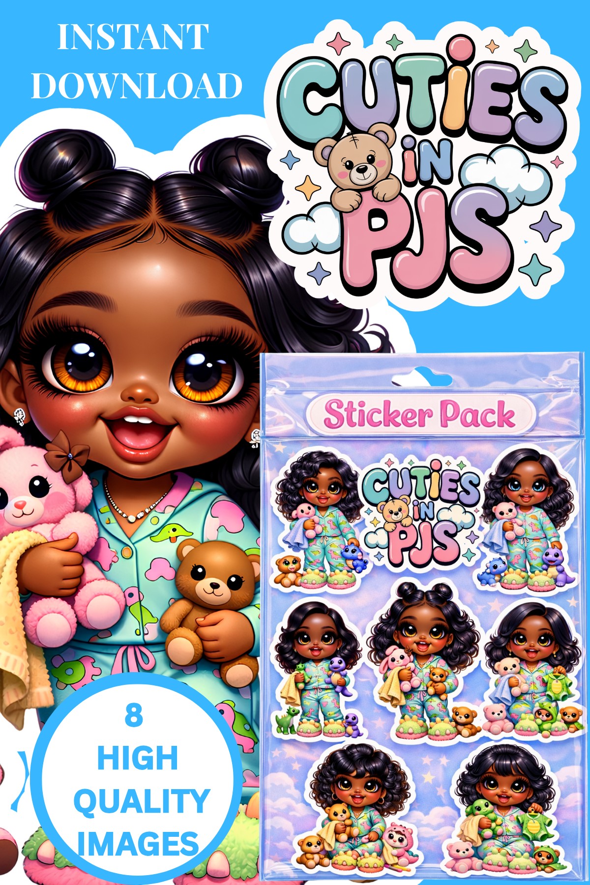 Cuties in PJs Sticker Set