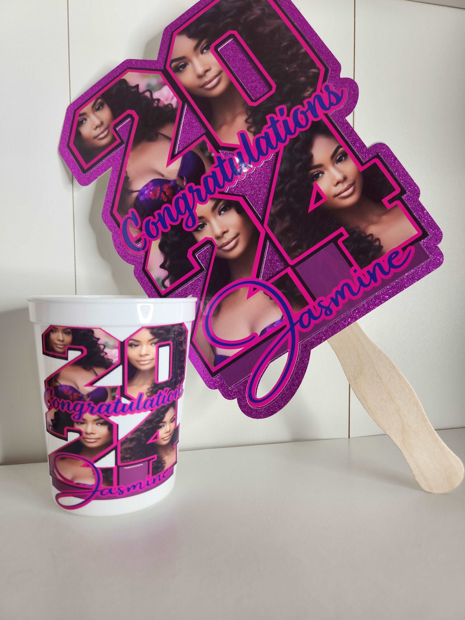 Graduation Fan and Cup Bundle - Elegance & Bliss By Msni Custom Creations