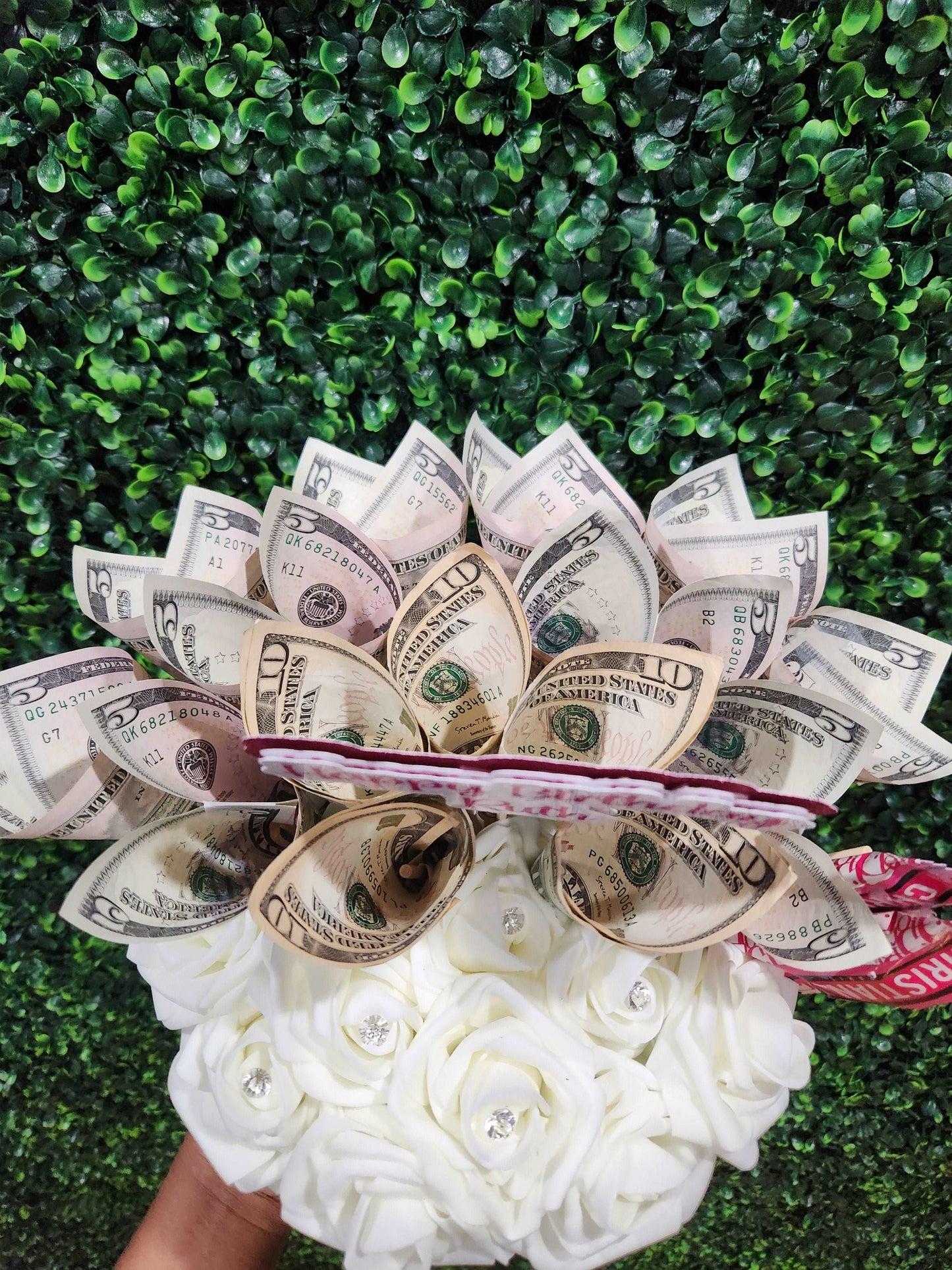 Custom Forever Roses With Money Bouquet